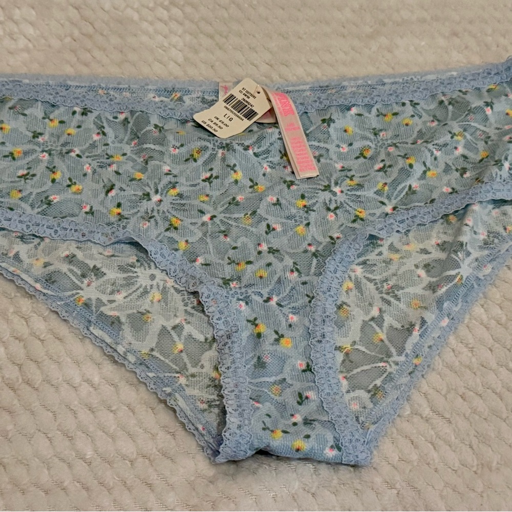 Victoria's Secret Blue Floral Lace Hipster Panties
